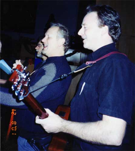 Spirit's Call Choir; left to right: Gene Degen, Henry Zacharias, Clark Kenyon (guitar)